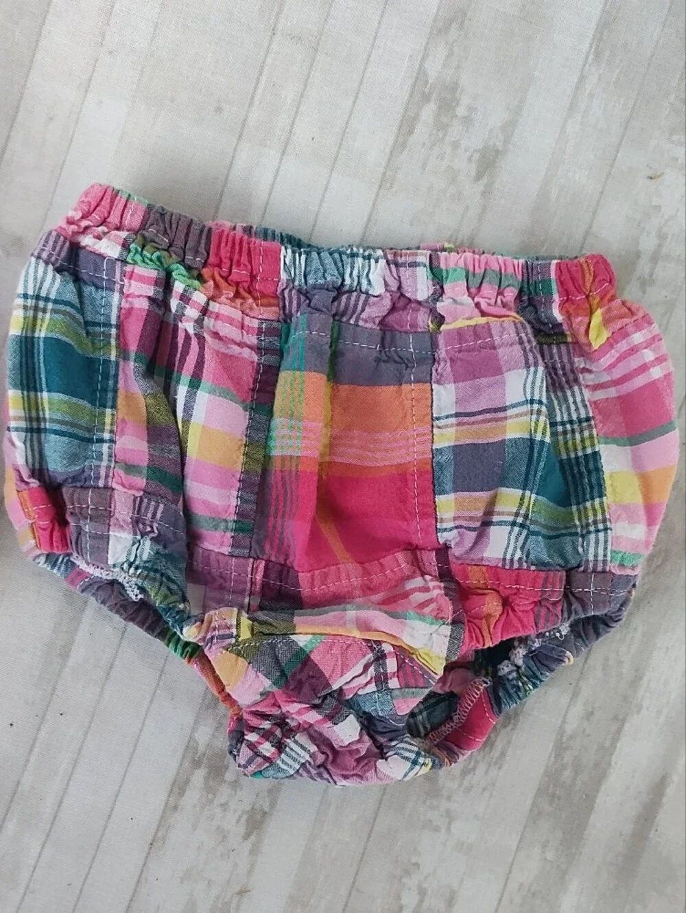 Ralph Lauren Logo Pink Multi Plaid Patchwork Ruffle Sundress Set Girls' 3 Months